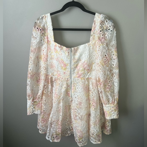 Bardot Lila Eyelet Flounce Mini Dress NWT - Picture 4 of 4